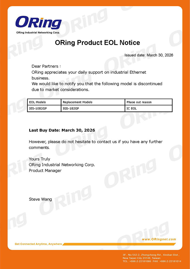 IES 1082GP EoL notice 650
